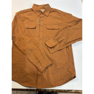 Vinamra Rust-Brown Long Sleeve Button-Up Boyfriend Shirt Unisex Cotton Casual To